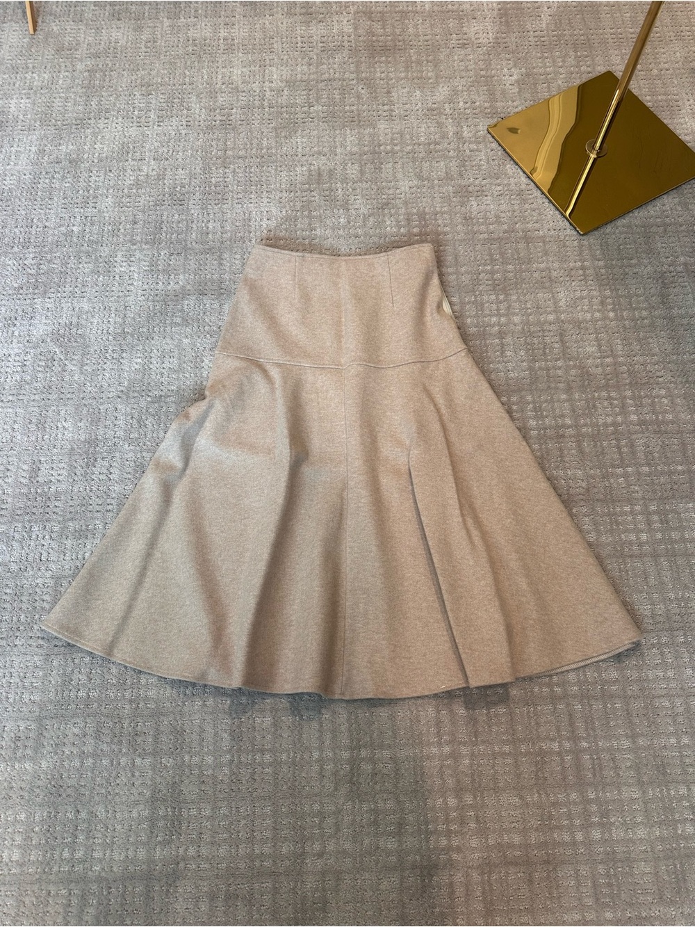 OGL Oatmeal Maxi A-Line Wool-Blend Skirt - Picture 9 of 11